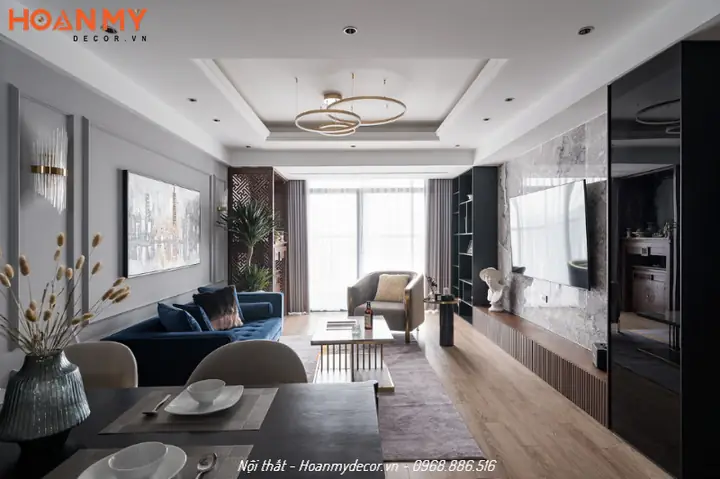 Nội thất chung cư 100m2 có 2 phòng ngủ Tân cổ điển sang trọng