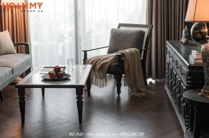Thiết kế căn hộ 100m2 2 phòng ngủ phong cách Indochine gần gũi