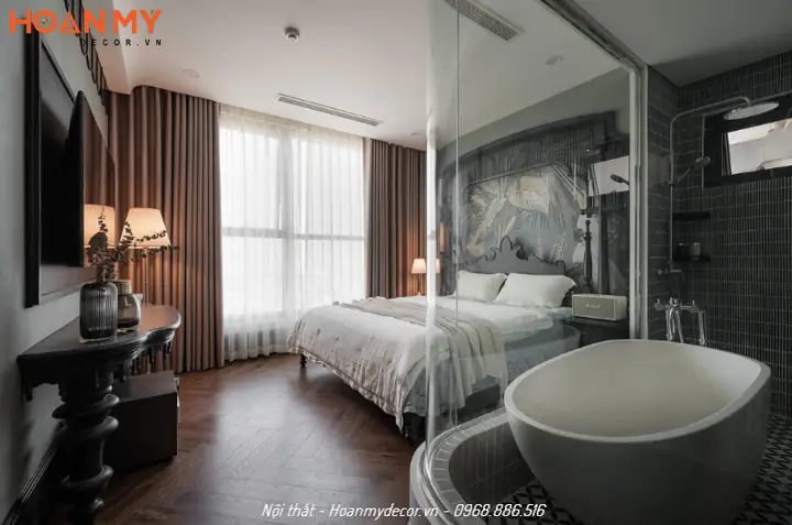 Thiết kế căn hộ 100m2 2 phòng ngủ phong cách Indochine gần gũi