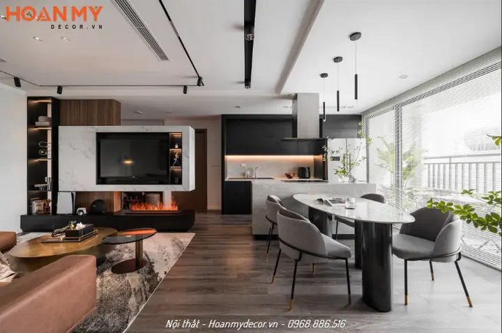 Thiết kế nội thất căn hộ 100m2 2 phòng ngủ hiện đại, tiện nghi