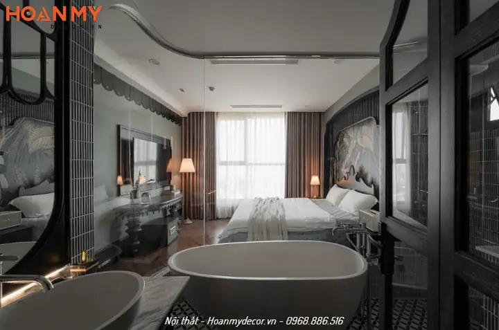 Thiết kế căn hộ 100m2 2 phòng ngủ phong cách Indochine gần gũi