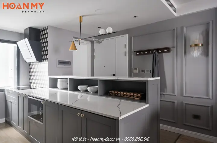 Nội thất chung cư 100m2 có 2 phòng ngủ Tân cổ điển sang trọng