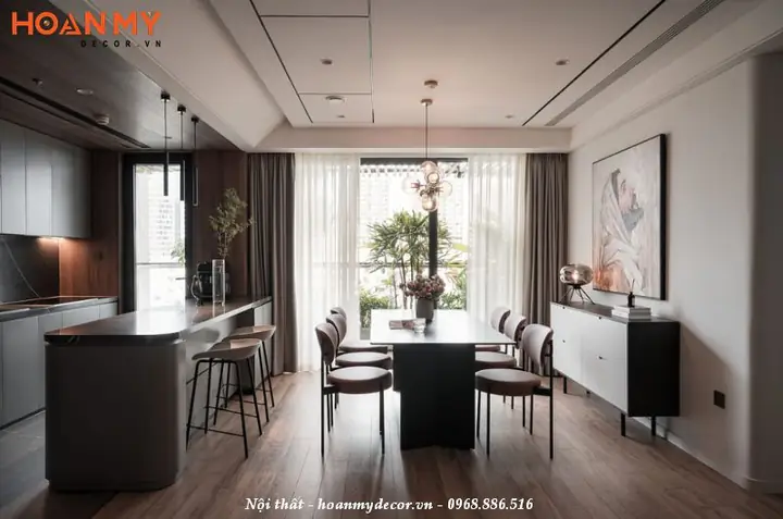 Thiết kế nội thất chung cư 120m2 3 phòng ngủ đơn giản, hiện đại