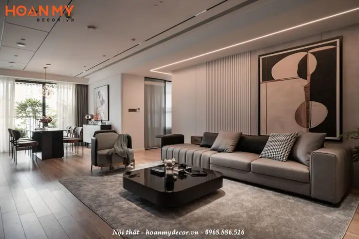 Thiết kế nội thất chung cư 120m2 3 phòng ngủ đơn giản, hiện đại