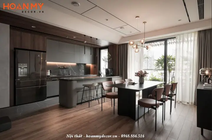 Thiết kế nội thất chung cư 120m2 3 phòng ngủ đơn giản, hiện đại