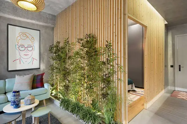Mẫu 1: Thiết kế căn hộ 46m2 2 phòng ngủ gần gũi với thiên nhiên Mẫu 1: Thiết kế căn hộ 46m2 2 phòng ngủ gần gũi với thiên nhiên