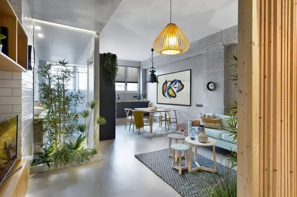 Mẫu 1: Thiết kế căn hộ 46m2 2 phòng ngủ gần gũi với thiên nhiên Mẫu 1: Thiết kế căn hộ 46m2 2 phòng ngủ gần gũi với thiên nhiên