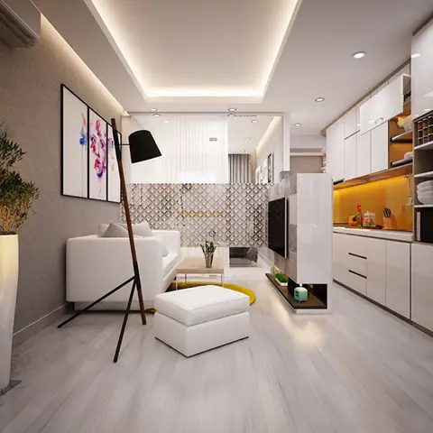 Mẫu 2: Thiết kế căn hộ 46m2 hiện đại Mẫu 2: Thiết kế căn hộ 46m2 hiện đại