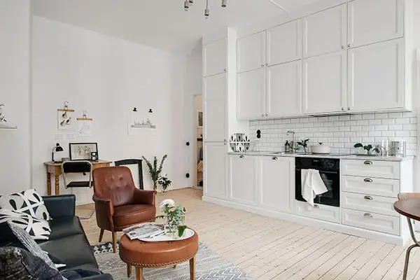 Mẫu 3: Thiết kế căn hộ 46m2 2 phòng ngủ theo phong cách Bắc Âu đầy thu hút Mẫu 3: Thiết kế căn hộ 46m2 2 phòng ngủ theo phong cách Bắc Âu đầy thu hút