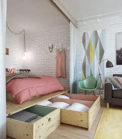Mẫu 5: Thiết kế căn hộ 46m2 2 phòng ngủ đẹp nhất Mẫu 5: Thiết kế căn hộ 46m2 2 phòng ngủ đẹp nhất
