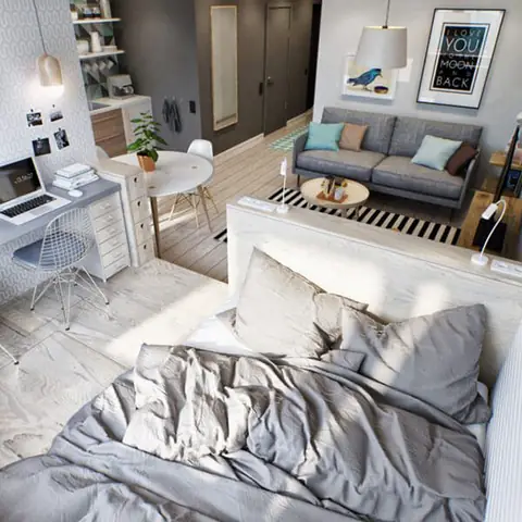 Mẫu 4: Thiết kế nội thất căn hộ 46 m2 hiện đại Mẫu 4: Thiết kế nội thất căn hộ 46 m2 hiện đại