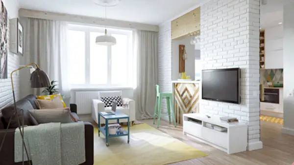 Mẫu 5: Thiết kế căn hộ 46m2 2 phòng ngủ đẹp nhất Mẫu 5: Thiết kế căn hộ 46m2 2 phòng ngủ đẹp nhất
