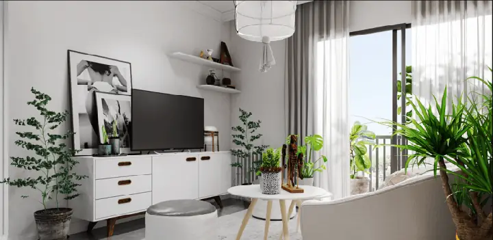 4. Mẫu nội thất căn hộ chung cư 48m2 với 1 - 2 phòng ngủ