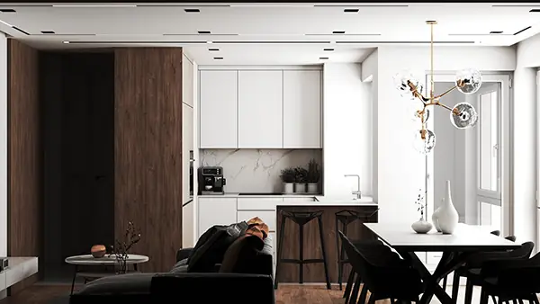 2. Mẫu nội thất căn hộ 45m2 có 1 - 2 phòng ngủ