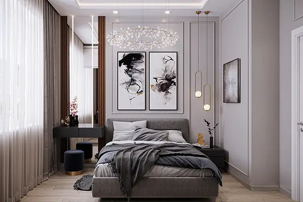 1. Mẫu nội thất căn hộ 43m2 với 1 - 2 phòng ngủ