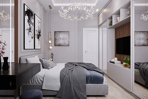 1. Mẫu nội thất căn hộ 43m2 với 1 - 2 phòng ngủ