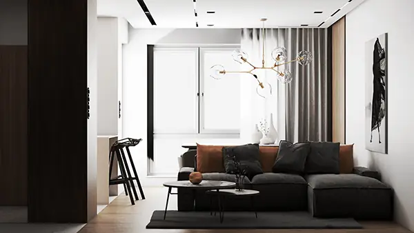 2. Mẫu nội thất căn hộ 45m2 có 1 - 2 phòng ngủ