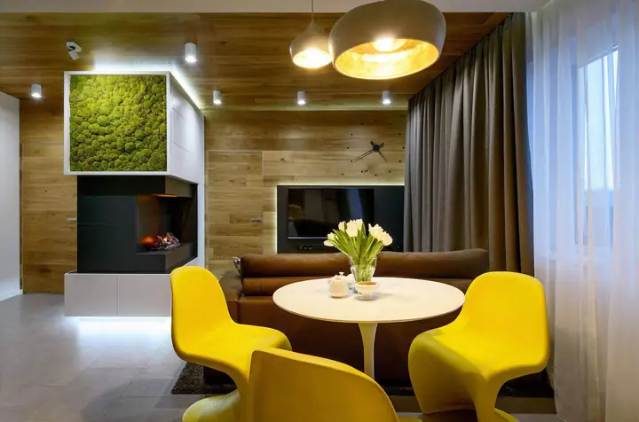 5. Thiết kế nội thất chung cư 60m2 2 phòng ngủ với tông màu nâu vàng ấm áp 5. Thiết kế nội thất chung cư 60m2 2 phòng ngủ với tông màu nâu vàng ấm áp