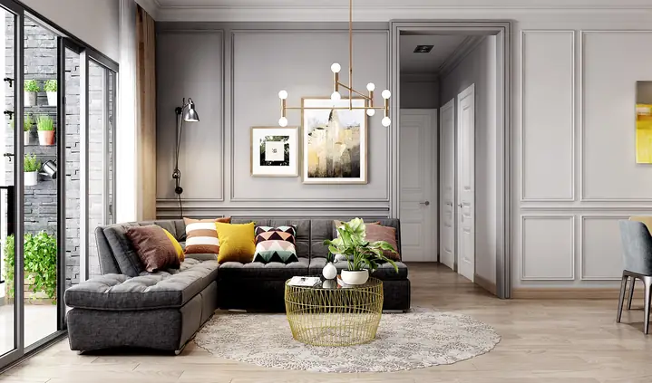 2. Mẫu thiết kế căn hộ chung cư 60m2 - 2 phòng ngủ đậm chất nghệ thuật 2. Mẫu thiết kế căn hộ chung cư 60m2 - 2 phòng ngủ đậm chất nghệ thuật