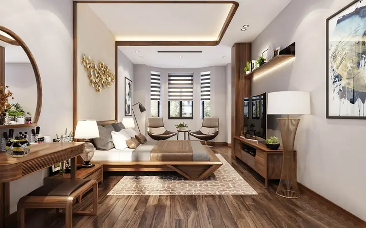 3. Mẫu thiết kế căn hộ chung cư 60m2 - 2 phòng ngủ với chất liệu gỗ 3. Mẫu thiết kế căn hộ chung cư 60m2 - 2 phòng ngủ với chất liệu gỗ