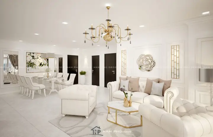 Thiết kế căn hộ chung cư 70m2 2 phòng ngủ tphcm
