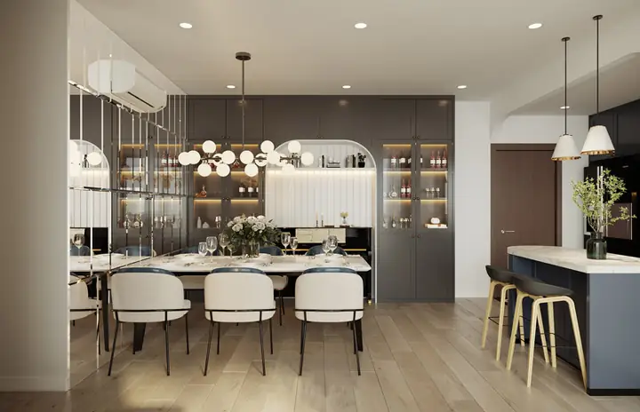 Nội thất phòng bếp căn hộ 80m2 3 phòng ngủ Nội thất phòng bếp căn hộ 80m2 3 phòng ngủ