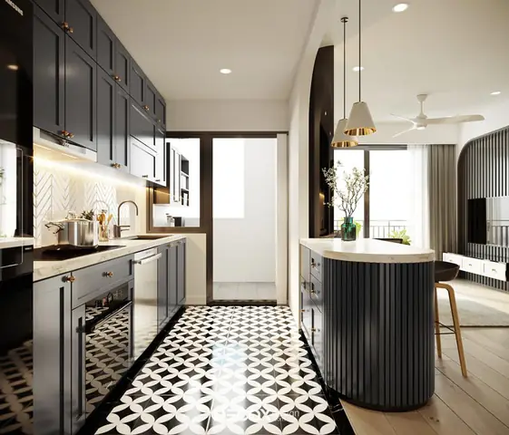 Nội thất phòng bếp căn hộ 80m2 3 phòng ngủ Nội thất phòng bếp căn hộ 80m2 3 phòng ngủ