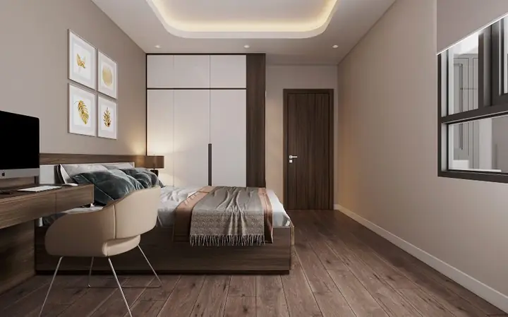 Thiết kế nội thất phòng ngủ con căn hộ 90m2 2 phòng ngủ Thiết kế nội thất phòng ngủ con căn hộ 90m2 2 phòng ngủ