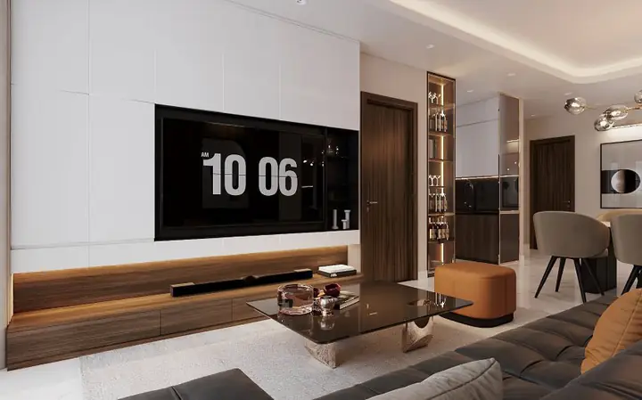 Thiết kế nội thất phòng khách bếp căn hộ 90m2 2 phòng ngủ đẹp, hiện đại Thiết kế nội thất phòng khách bếp căn hộ 90m2 2 phòng ngủ đẹp, hiện đại