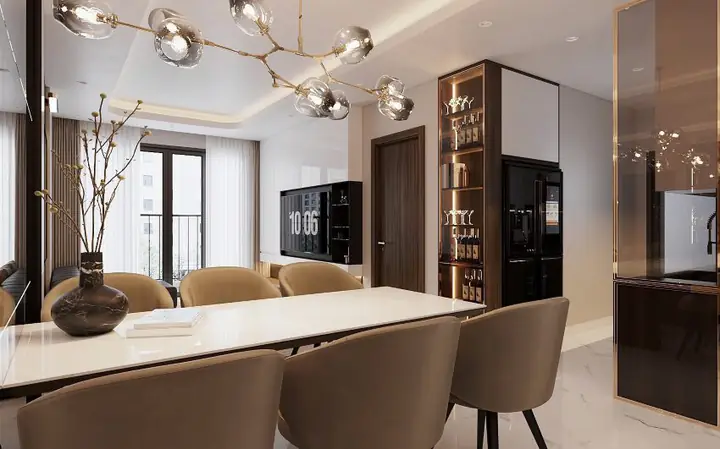 Thiết kế nội thất phòng khách bếp căn hộ 90m2 2 phòng ngủ đẹp, hiện đại Thiết kế nội thất phòng khách bếp căn hộ 90m2 2 phòng ngủ đẹp, hiện đại