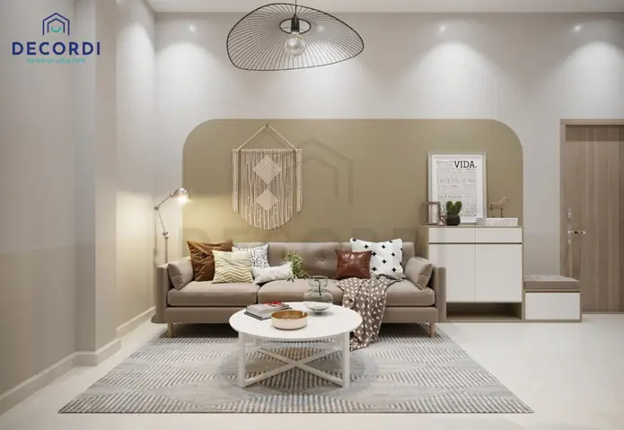 Mẫu 1: Nội thất chung cư 65m2 2 phòng ngủ hiện đại