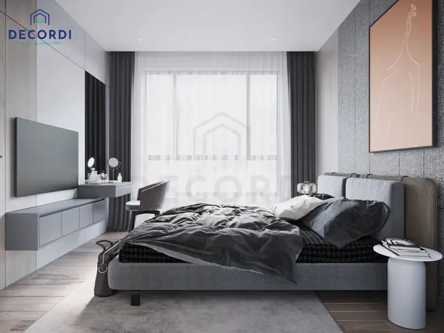 Mẫu 3: Thiết kế nội thất căn hộ 65m2 2 phòng ngủ hơi hướng luxury