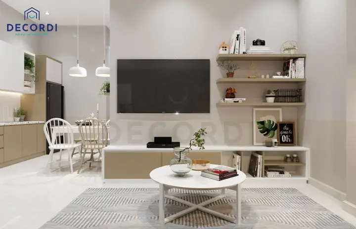 Mẫu 1: Nội thất chung cư 65m2 2 phòng ngủ hiện đại