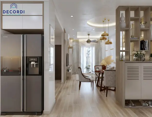 Mẫu 4: Thiết kế nội thất căn hộ 65m2 2 phòng ngủ tiện nghi với tông màu tươi sáng