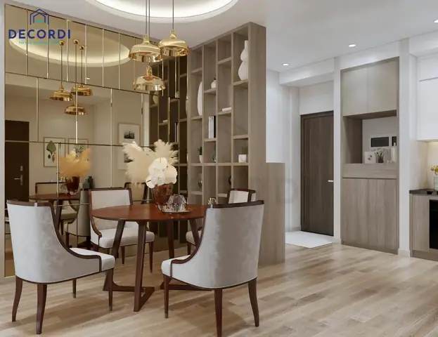 Mẫu 4: Thiết kế nội thất căn hộ 65m2 2 phòng ngủ tiện nghi với tông màu tươi sáng