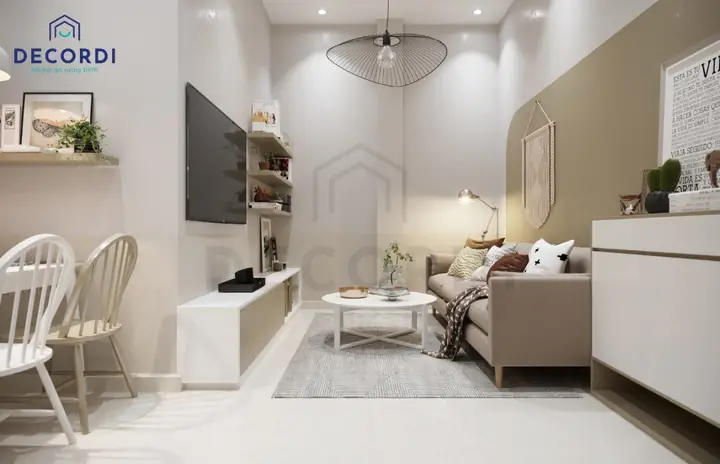 Mẫu 1: Nội thất chung cư 65m2 2 phòng ngủ hiện đại