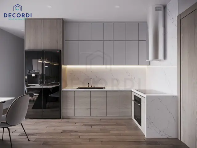 Mẫu 3: Thiết kế nội thất căn hộ 65m2 2 phòng ngủ hơi hướng luxury