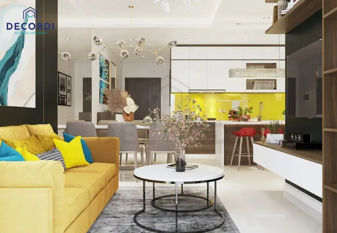 Bố trí nội thất gọn gàng cho căn hộ 65m2