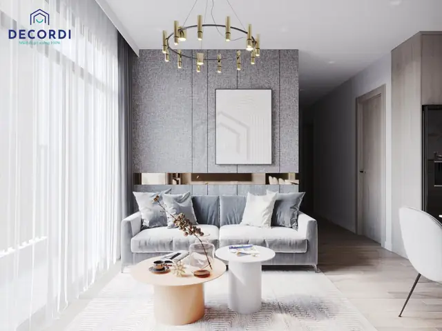 Mẫu 3: Thiết kế nội thất căn hộ 65m2 2 phòng ngủ hơi hướng luxury