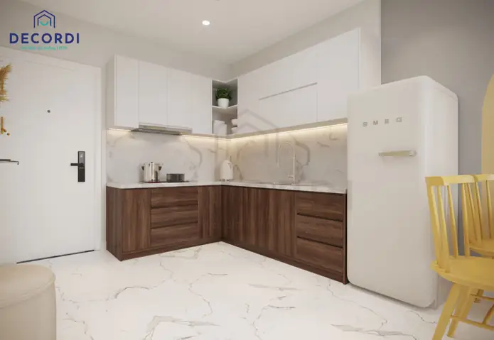Mẫu 6: Mẫu thiết kế căn hộ 64m2 hiện đại mang tông màu pastel nhẹ nhàng