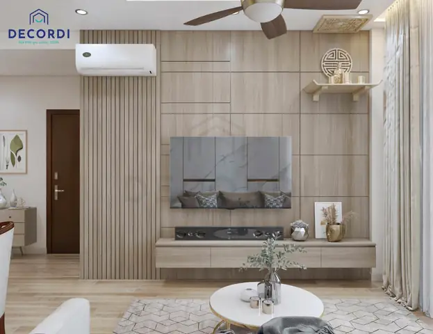 Mẫu 4: Thiết kế nội thất căn hộ 65m2 2 phòng ngủ tiện nghi với tông màu tươi sáng