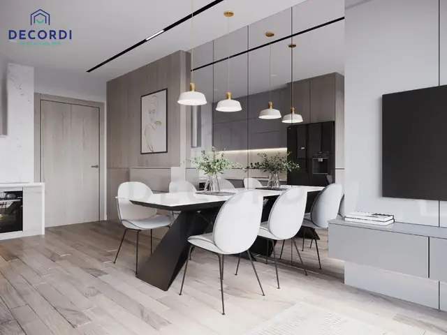 Mẫu 3: Thiết kế nội thất căn hộ 65m2 2 phòng ngủ hơi hướng luxury