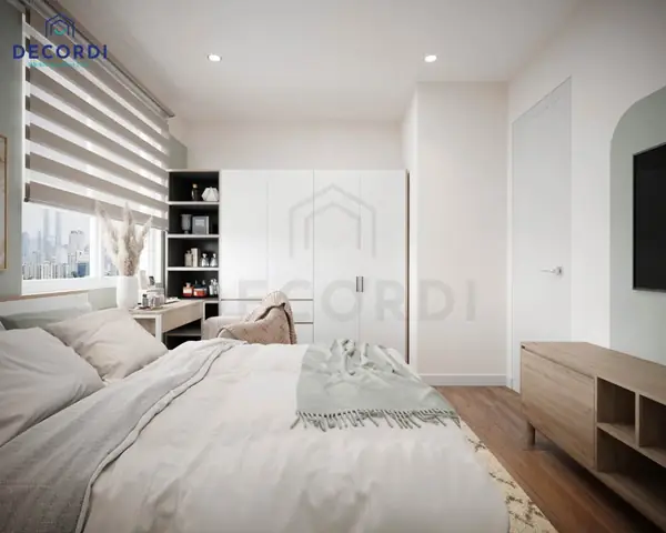 Mẫu 5: Thiết kế nội thất chung cư 65m2 2 phòng ngủ phong cách hiện đại xen lẫn Vintage