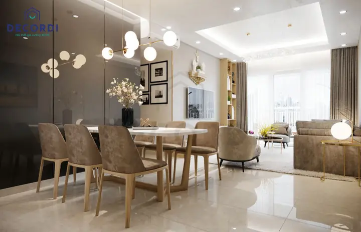 Mẫu 2: Thiết kế nội thất căn hộ 65m2 phong cách sang trọng