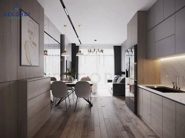 Mẫu 3: Thiết kế nội thất căn hộ 65m2 2 phòng ngủ hơi hướng luxury