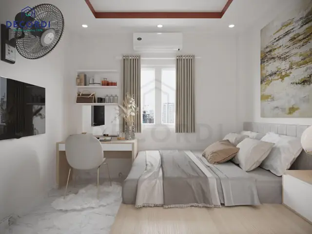 Mẫu 4: Thiết kế nội thất căn hộ 65m2 2 phòng ngủ tiện nghi với tông màu tươi sáng