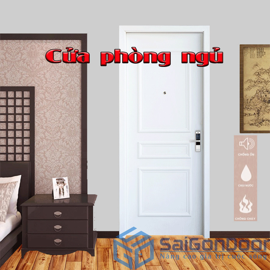 Thiết kế cửa gỗ nhựa composite vân gỗ cho phòng ngủ ấm cúng