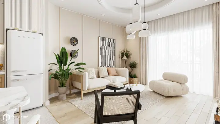 1.3 mẫu nội thất căn hộ 2 phòng ngủ phong cách Japandi