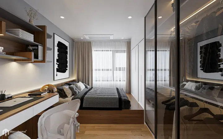 1.2 Mẫu nội thất chung cư hai phòng ngủ tân cổ điển