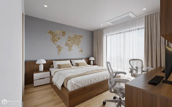 1.2 Mẫu nội thất chung cư hai phòng ngủ tân cổ điển